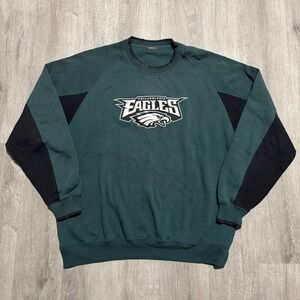Vintage NFL Philadelphia Eagles Football Crewneck Sweatshirt Pullover Green L/XL